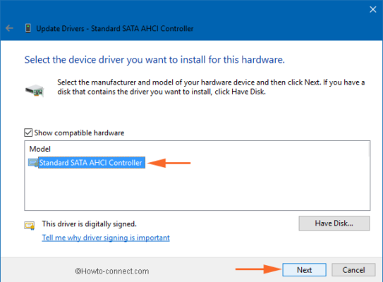 standard sata ahci controller driver missing