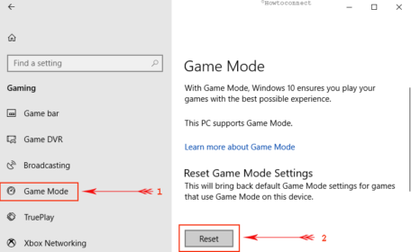 How to Reset Game Mode Settings to Default in Windows 10