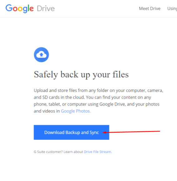 google drive backup and sync install