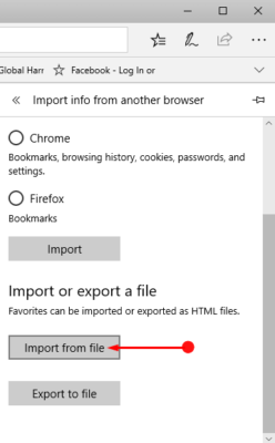import bookmarks microsoft edge android