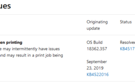 Intermittent Issues When Printing in Windows 10 Gets Resolved Status