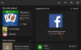 Link Xbox One to Facebook Account on Windows 10