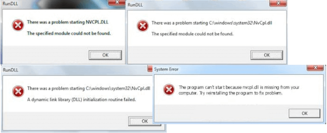 Nvcpl dll не найден указанный модуль