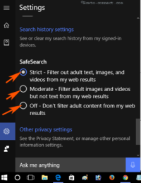 How to Set SafeSearch on Cortana Windows 10