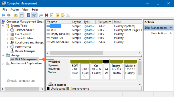 computer management windows 10 disk formatting