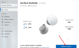 Surface Earbuds firmware update version 3.0.0.6 is available