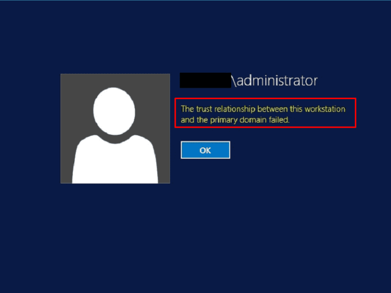 domain trust failed windows 10