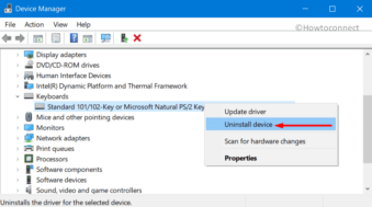 uninstall keyboard driver windows 10 laptop