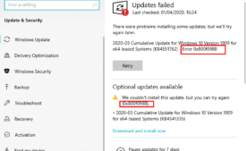 Windows 10 update error 0x800f0988