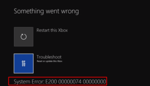 Xbox one системная ошибка e200 000000ef 00000000