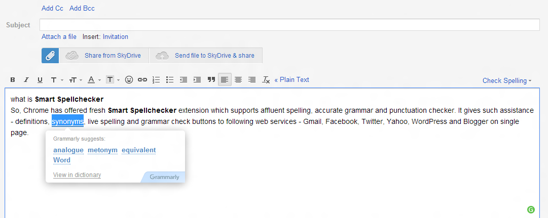 check correct word from chrome spellchecker extension