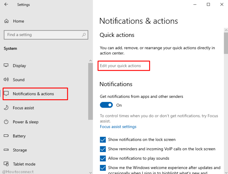 quick actions windows 10