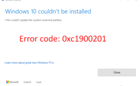 error code 0xc1900201 We couldn't update system reserved partition