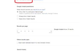 google safe serach setting page