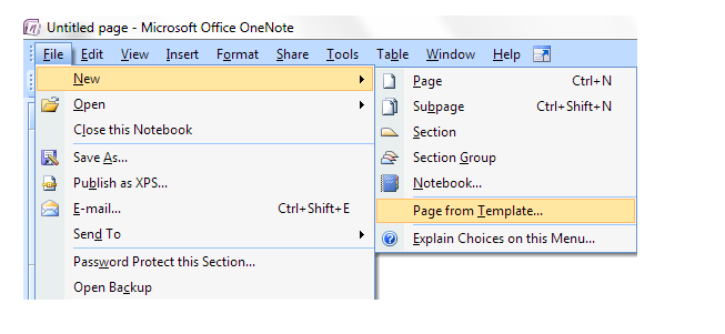 download templates for onenote