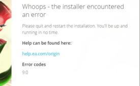 origin error code 9:0 Windows 10