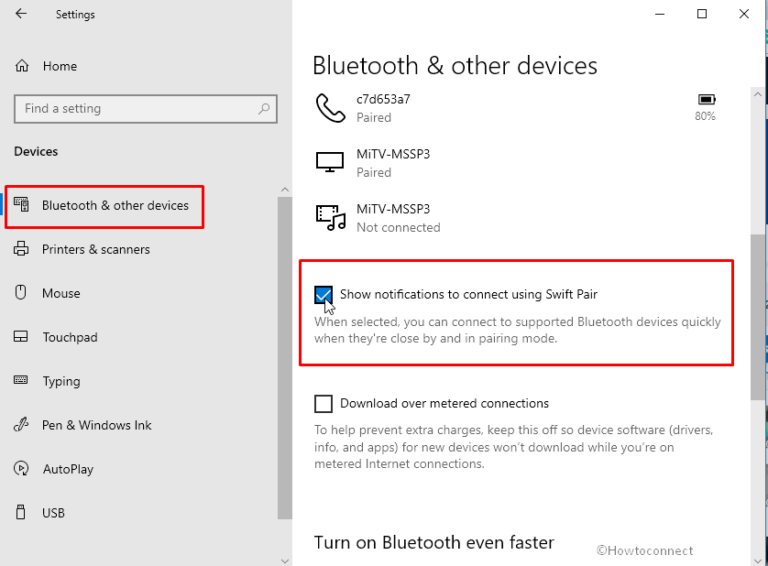 How to Enable Swift Pair in Bluetooth Windows 10