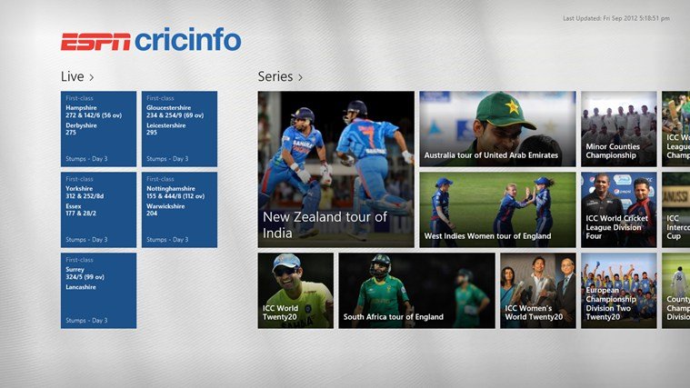 windows 8 ESPN Cricinfo app