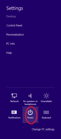 How to activate Power button in Windows 8